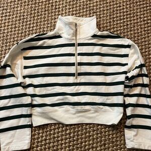 Frame Denim Black and White Striped Pullover